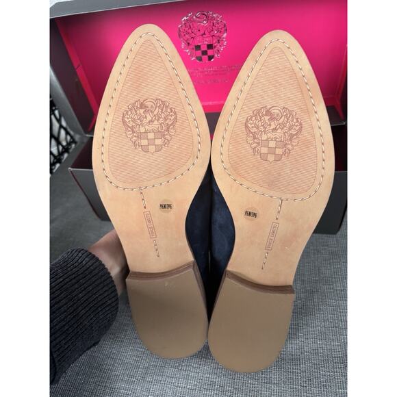 NIB Vince Camuto VC-Kirstie Dark Navy Pure Suede Slide Slip-on 9.5 Mule Classic - Picture 6 of 7